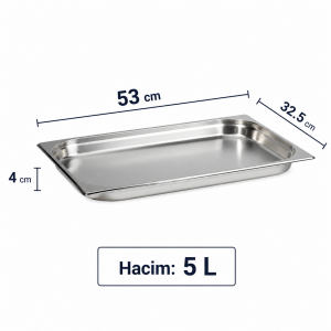 GN 1/1-40 Paslanmaz Çelik Gastronom Küvet 4 cm | 5 L