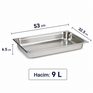GN 1/1-65 Paslanmaz Çelik Gastronom Küvet 6,5 cm | 9 L