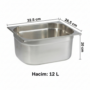 GN 1/2-200 Paslanmaz Çelik Gastronom Küvet 20 cm | 12 L