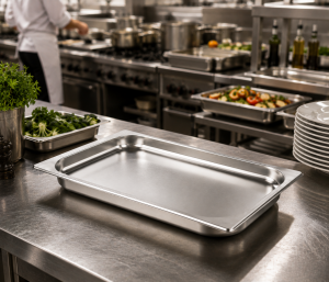 Paslanmaz Çelik Gastronom Küvet GN 2/3-40 (35,4 x 32,5 x 4 CM)