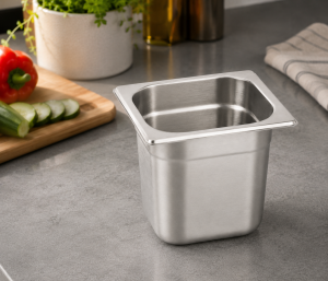 Paslanmaz Çelik Gastronom Küvet GN 1/6-150 (17,6 x 16,2 x 15 CM)