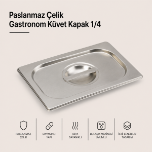 Paslanmaz Çelik Gastronom Küvet Kapak 1/4