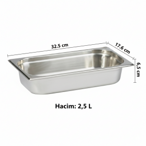 Paslanmaz Çelik Gastronom Küvet GN 1/3-65 (32,5 x 17,6 x 6,5 CM)
