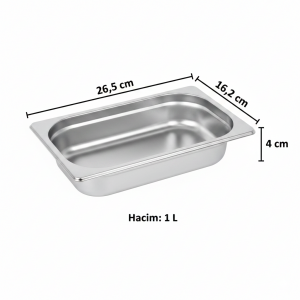 Paslanmaz Çelik Gastronom Küvet 4 cm GN 1/4-40 | 1 L