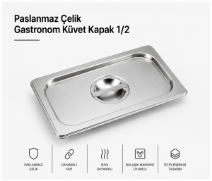 Paslanmaz Çelik Gastronom Küvet Kapak 1/2