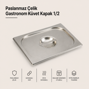 Paslanmaz Çelik Gastronom Küvet Kapak 1/2