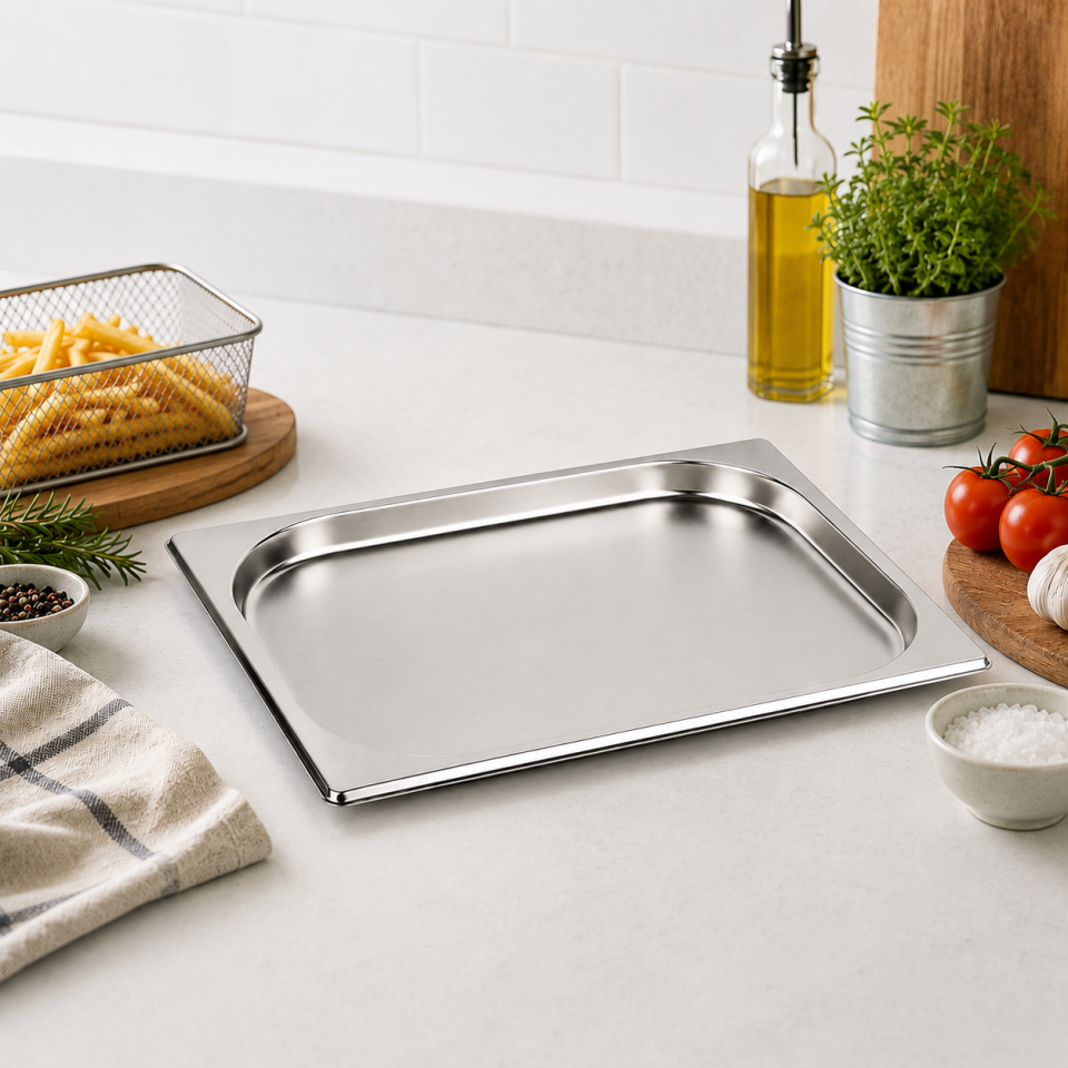 Natsan-Paslanmaz Çelik Gastronom Küvet GN 2/3-20 (35,4 x 32,5 x 2 CM)