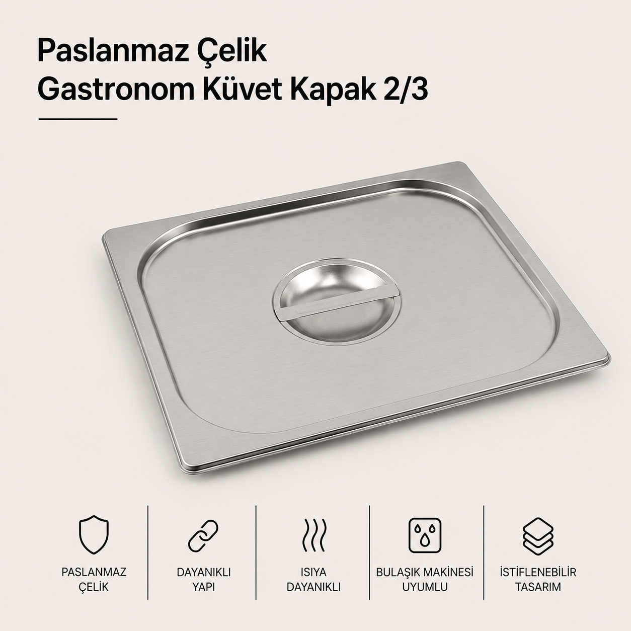Paslanmaz Çelik Gastronom Küvet Kapak 2/3